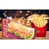 Menu Sandwich fromage, frites, sauces et boissons
